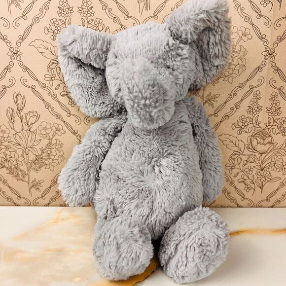Jellycat 12" Bashful Elephant Plushie Gray - Picture 1 of 13